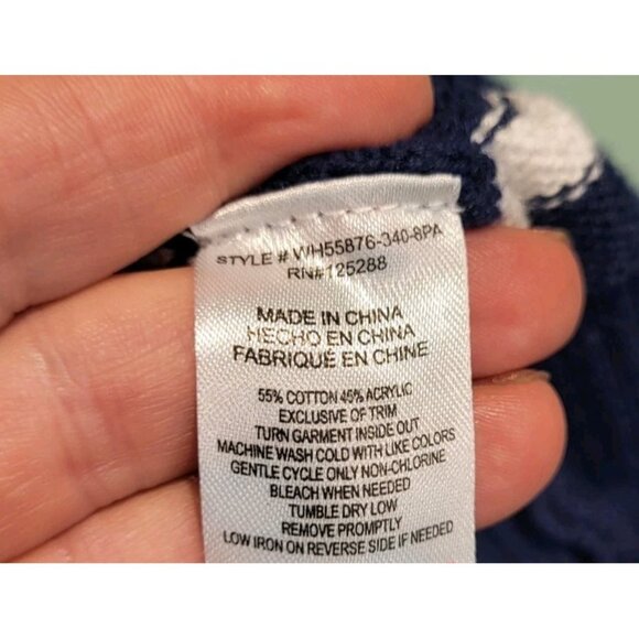 Life Is Good Blue White Stripe Short Sleeve Sweater Sz L Nautical Preppy - Picture 6 of 6